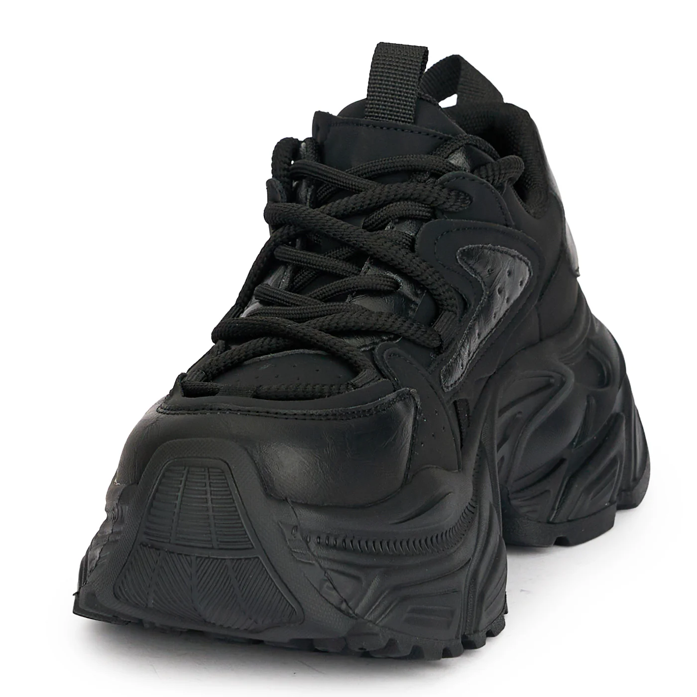 Pantofi sport dama din piele naturala neagra cu talpa inalta 6 cm 18894 - Image 3