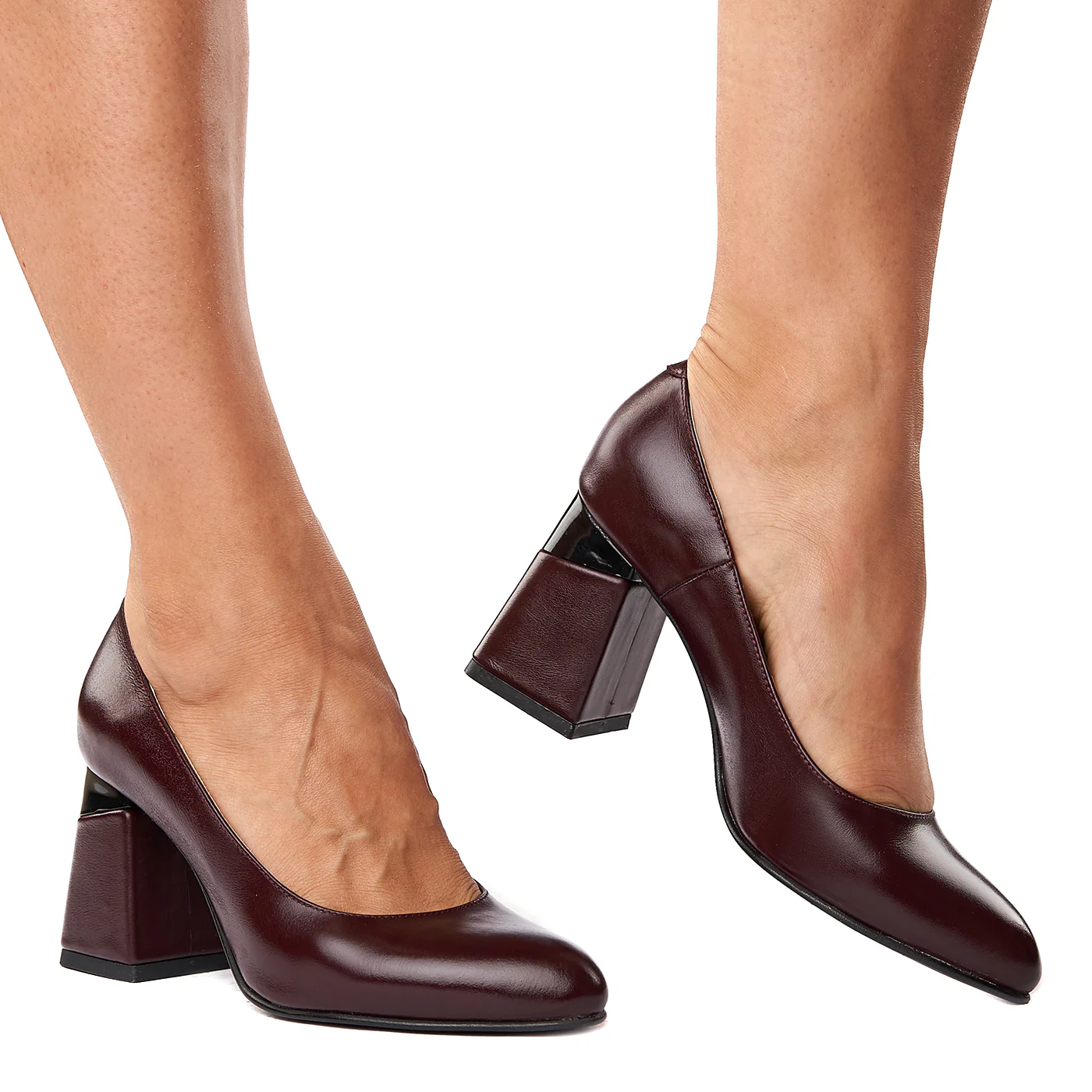 Pantofi stiletto eleganti din piele naturala visinie 4288 - Image 2