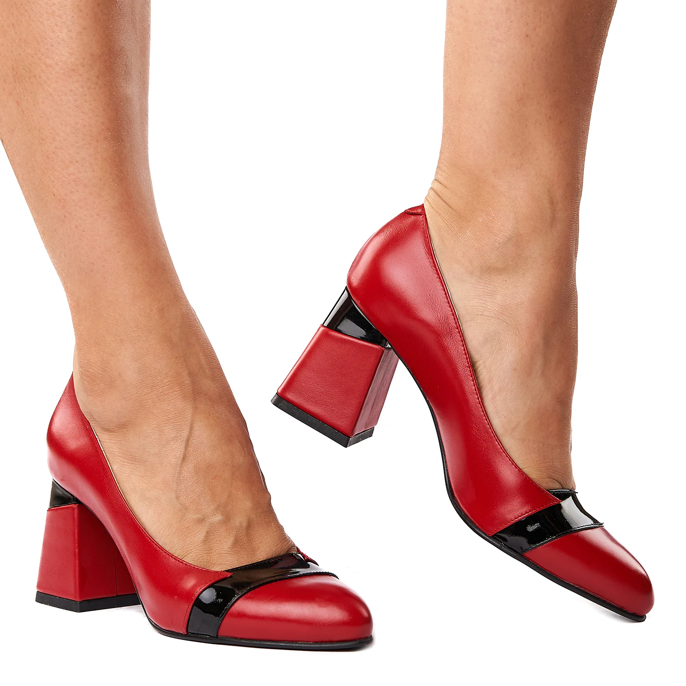 Pantofi Stiletto Rosii cu Toc Gros 6 Cm din Piele Naturala 4283 - Image 2