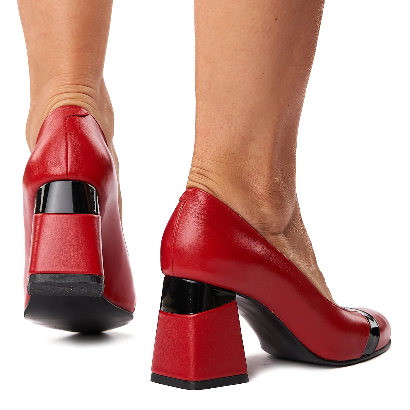Pantofi Stiletto Rosii cu Toc Gros 6 Cm din Piele Naturala 4283 - Image 4