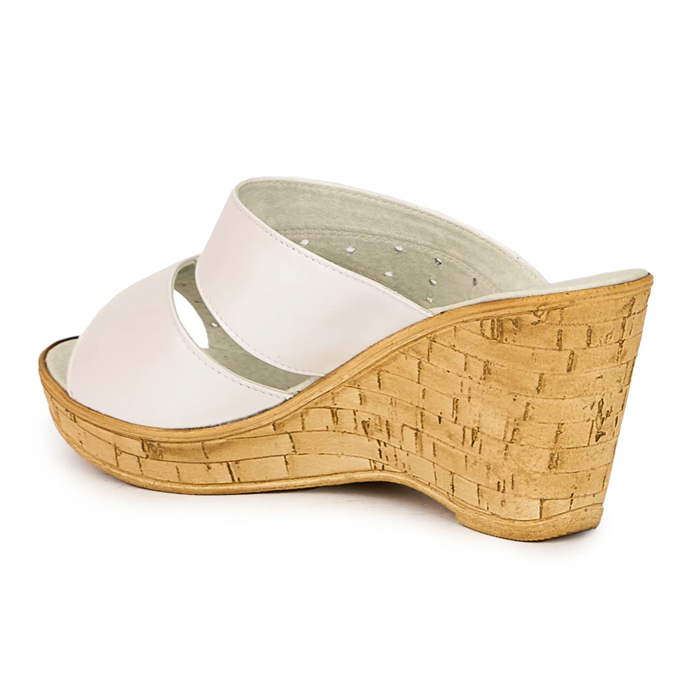 Papuc dama din piele naturala alb-sidefat cu platforma 8.5 cm 16178 - Image 2