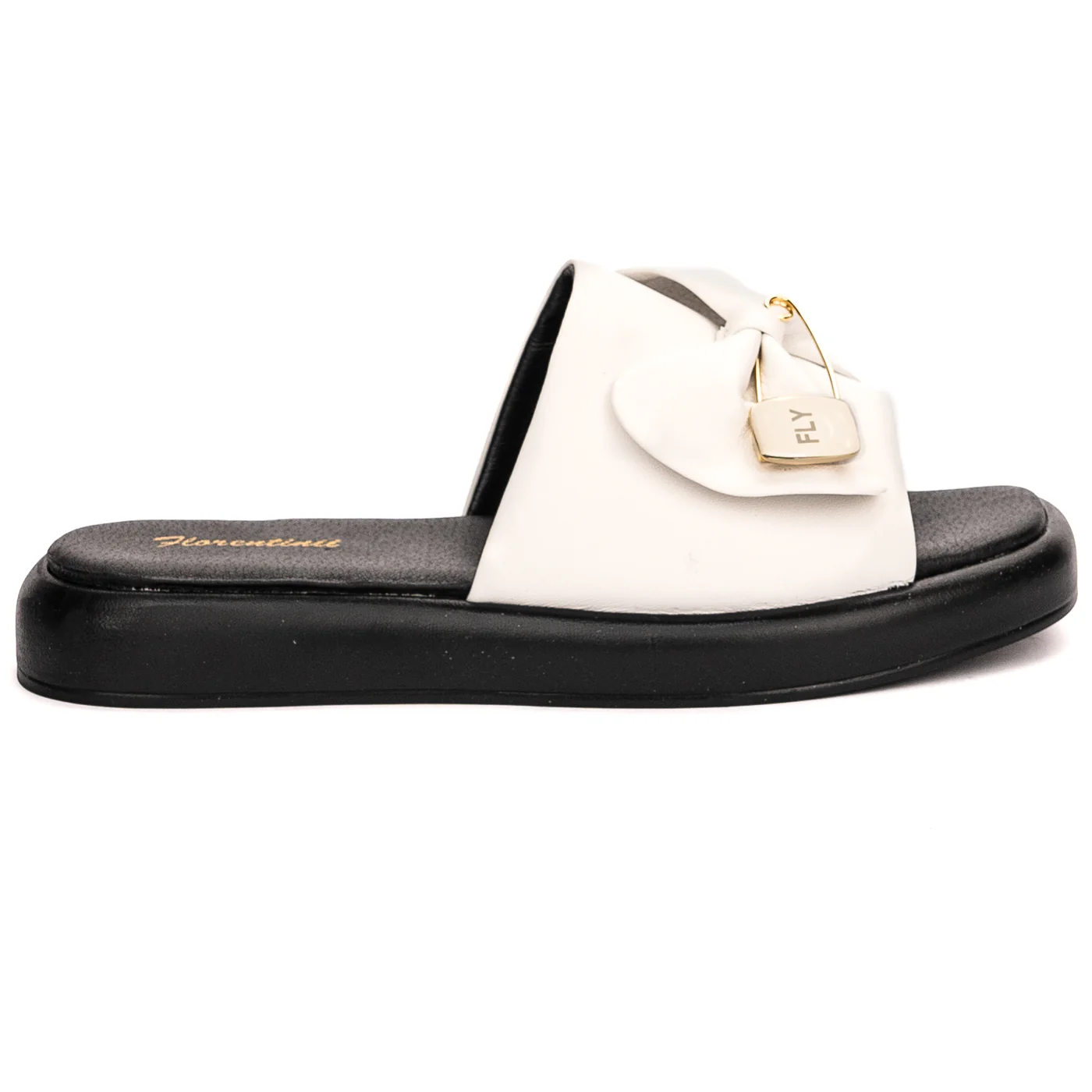Papuc dama din piele naturala alba 13554
