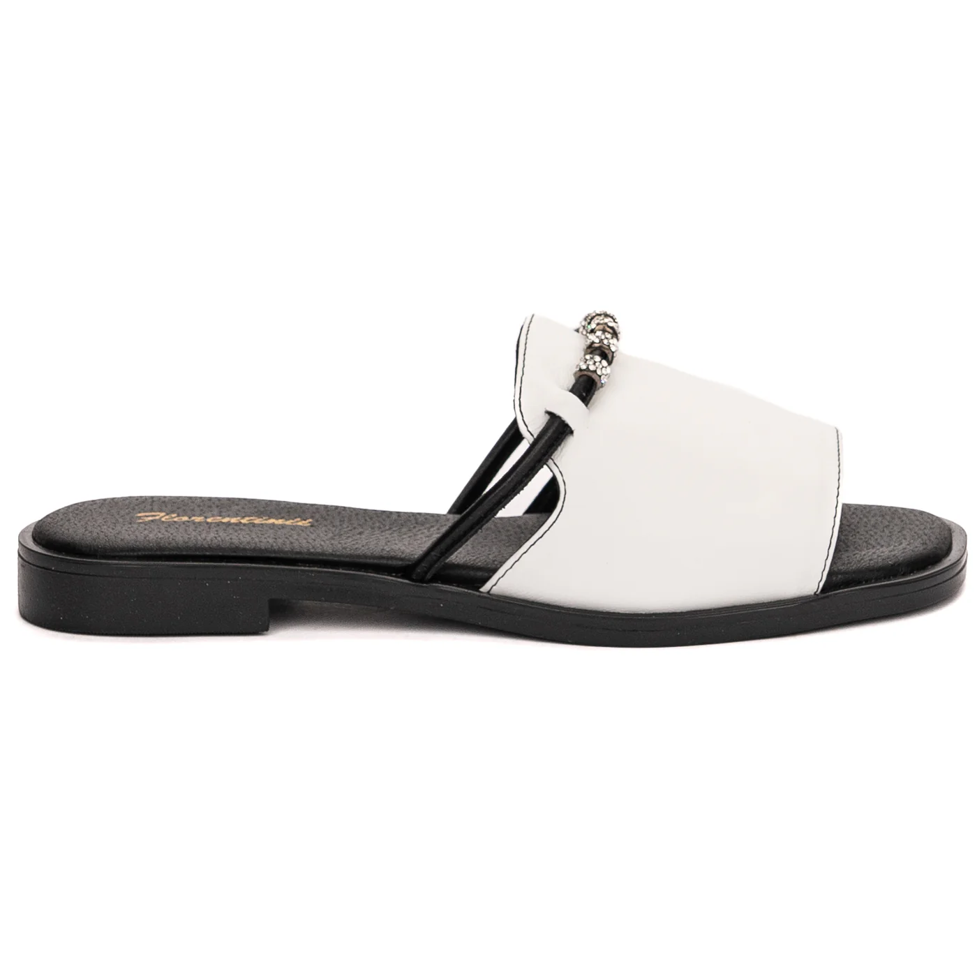 Papuc dama din piele naturala alba 13556