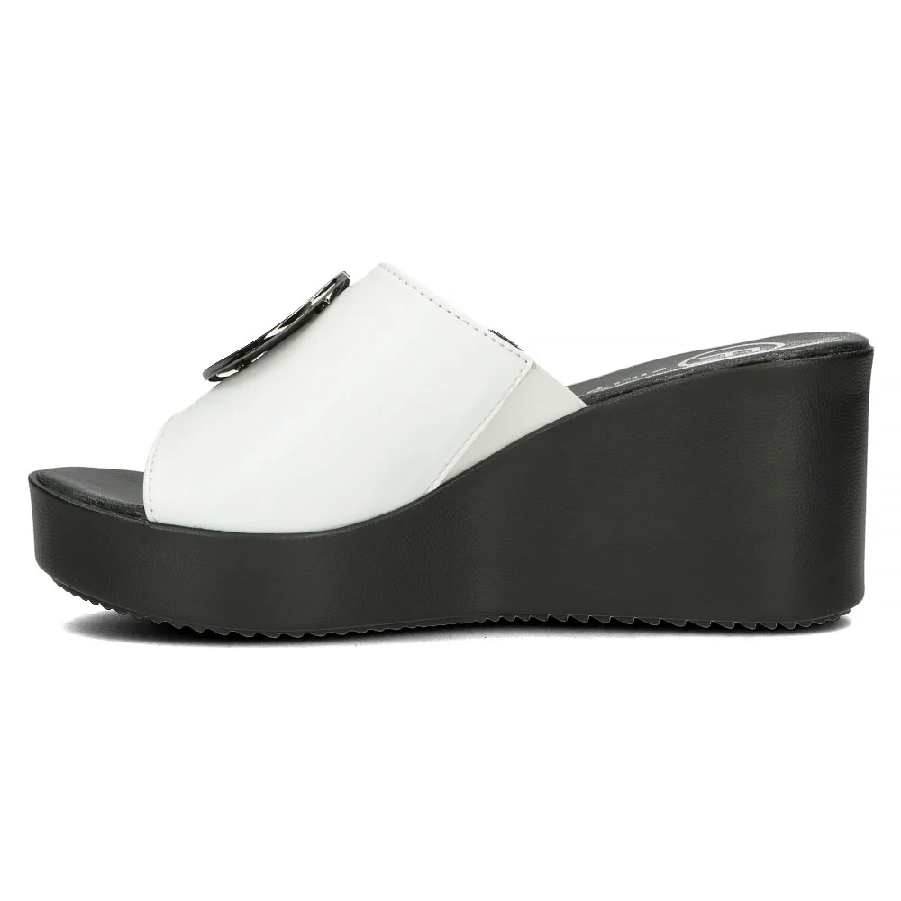 Papuc dama din piele naturala alba cu platforma 13324 - Image 4