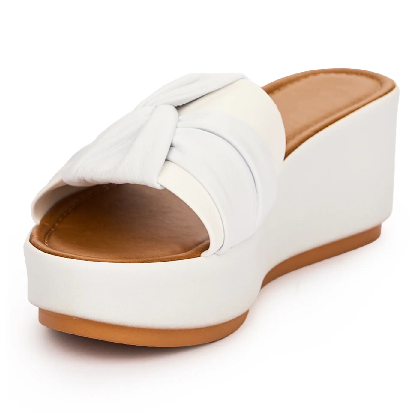 Papuc dama din piele naturala alba cu talpa inalta 13736 - Image 3