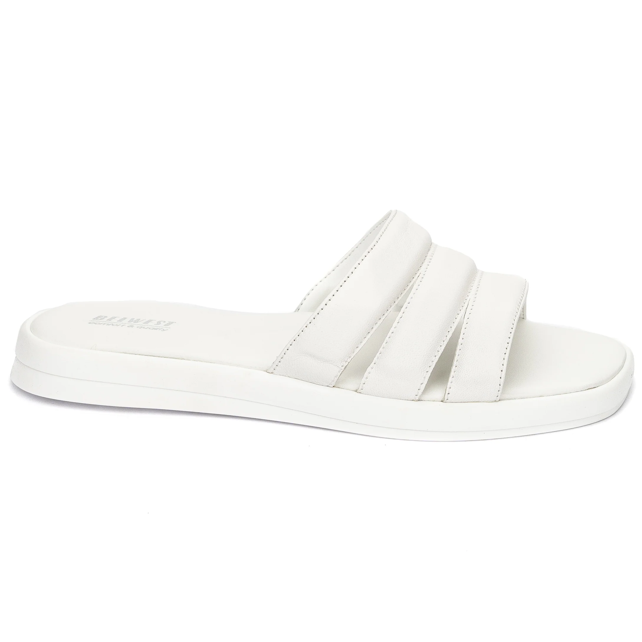 Papuc dama din piele naturala alba cu talpa joasa 13659