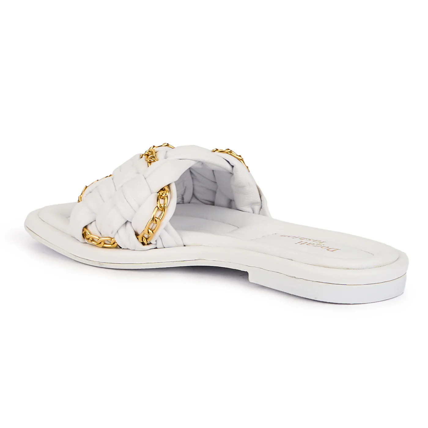 Papuc dama din piele naturala alba cu talpa joasa 16114 - Image 2
