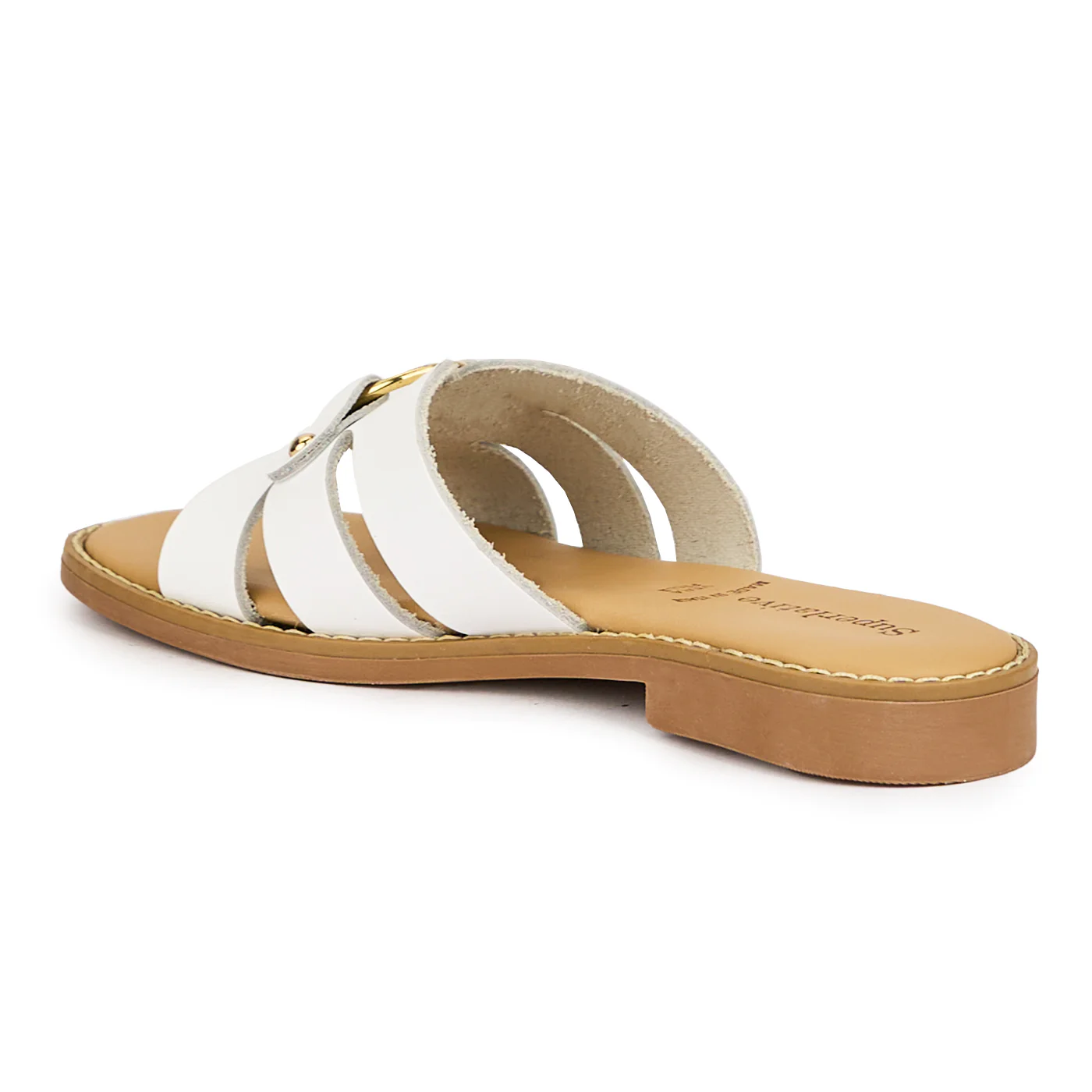 Papuc dama din piele naturala alba cu talpa joasa 16149 - Image 2