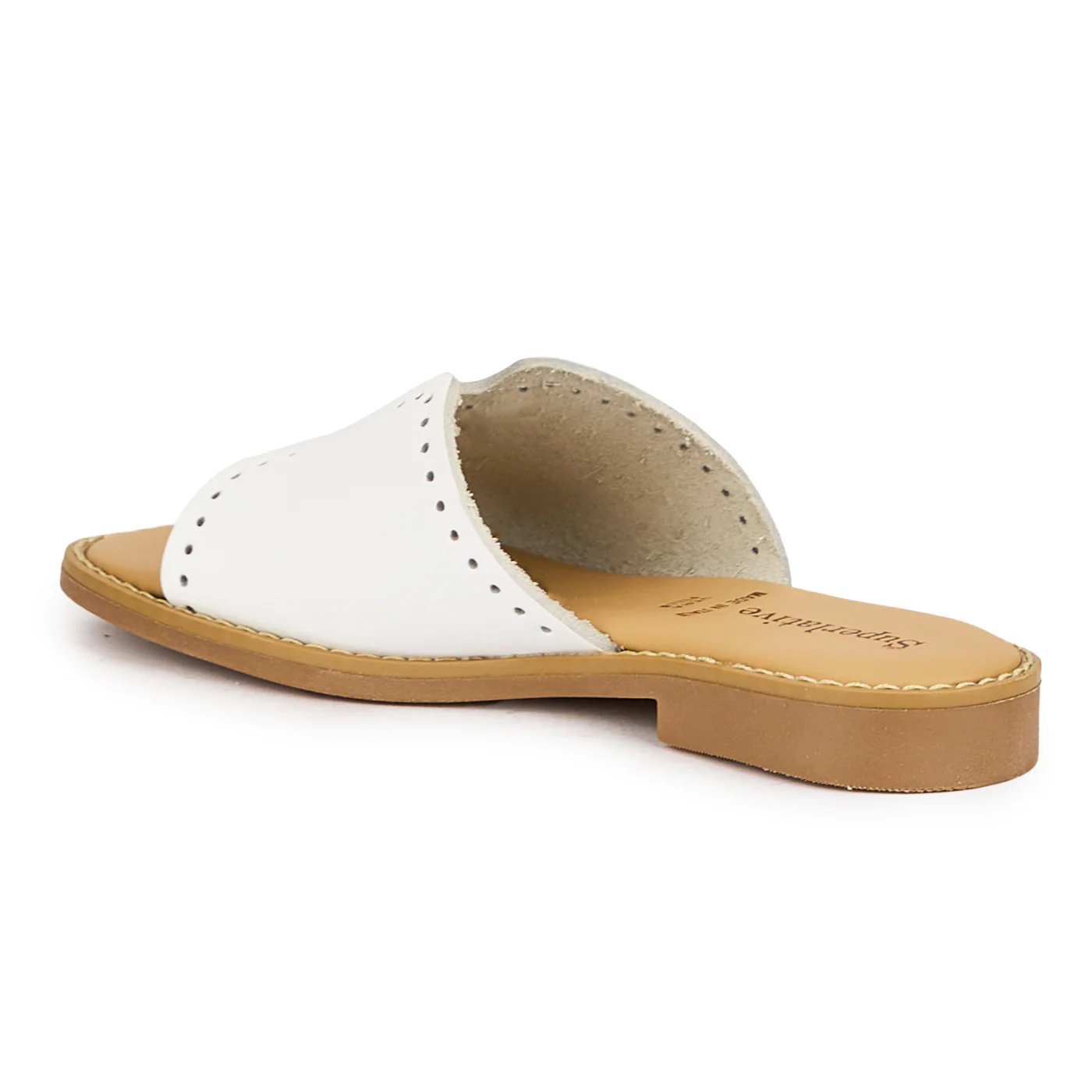 Papuc dama din piele naturala alba cu talpa joasa 16152 - Image 2