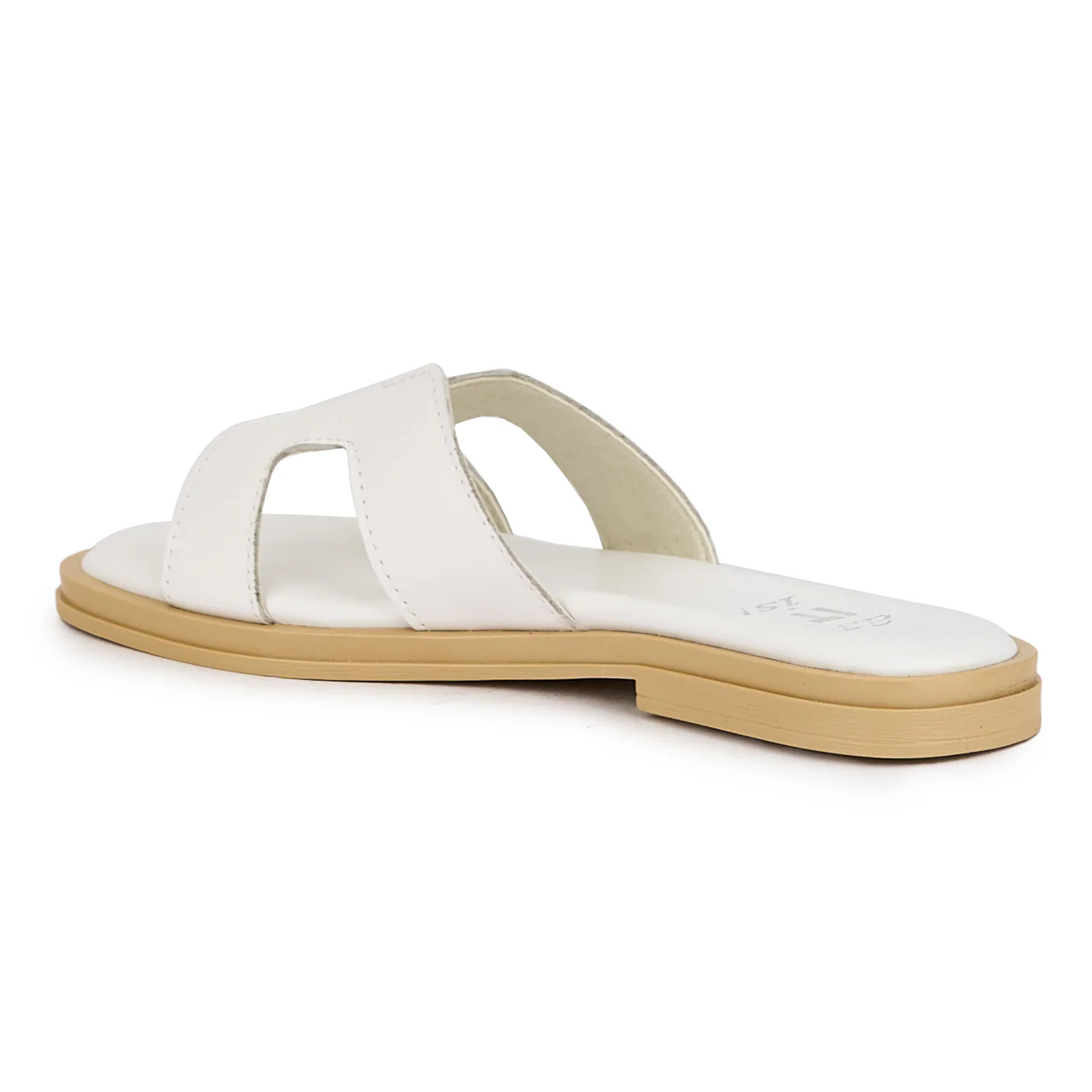 Papuc dama din piele naturala alba cu talpa joasa 16159 - Image 2
