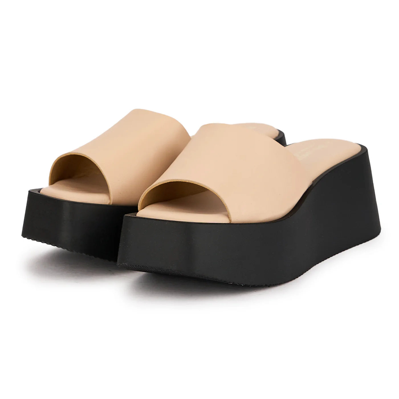 Papuc dama din piele naturala bej-nude cu platforma 7 cm 16598 - Image 3