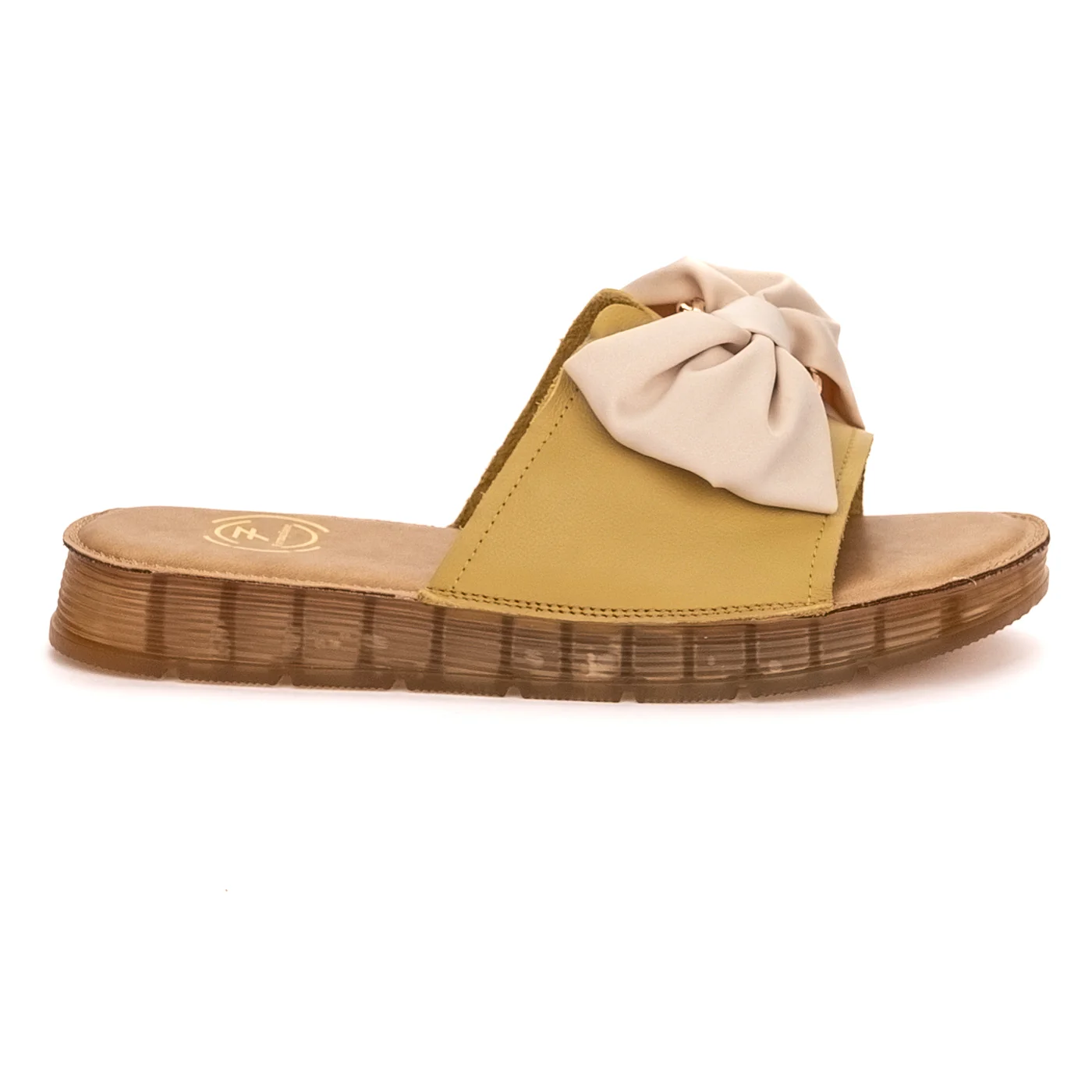 Papuc dama din piele naturala galbena 13351