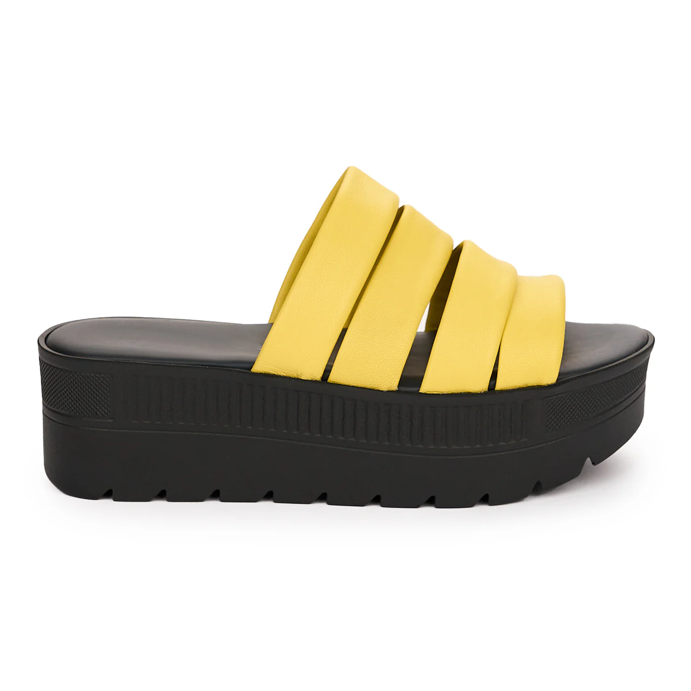 Papuc dama din piele naturala galbena cu talpa inalta 13725