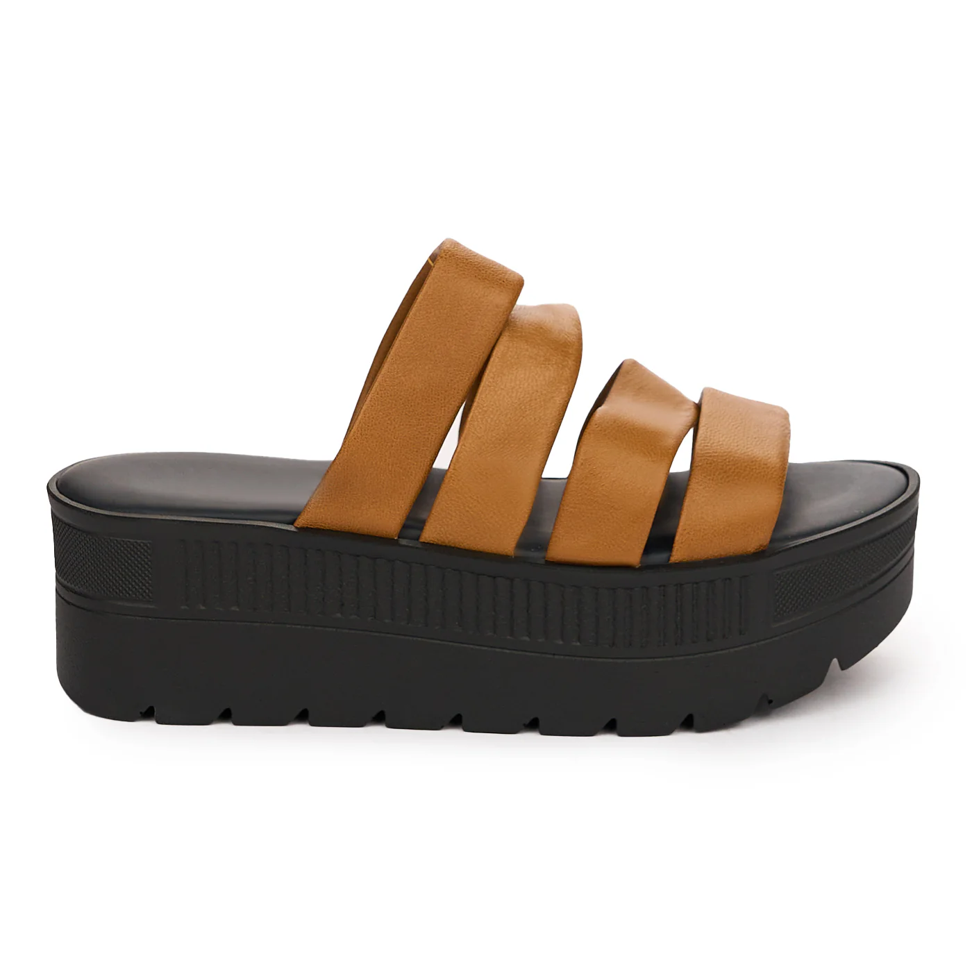 Papuc dama din piele naturala maronie cu talpa inalta 13718