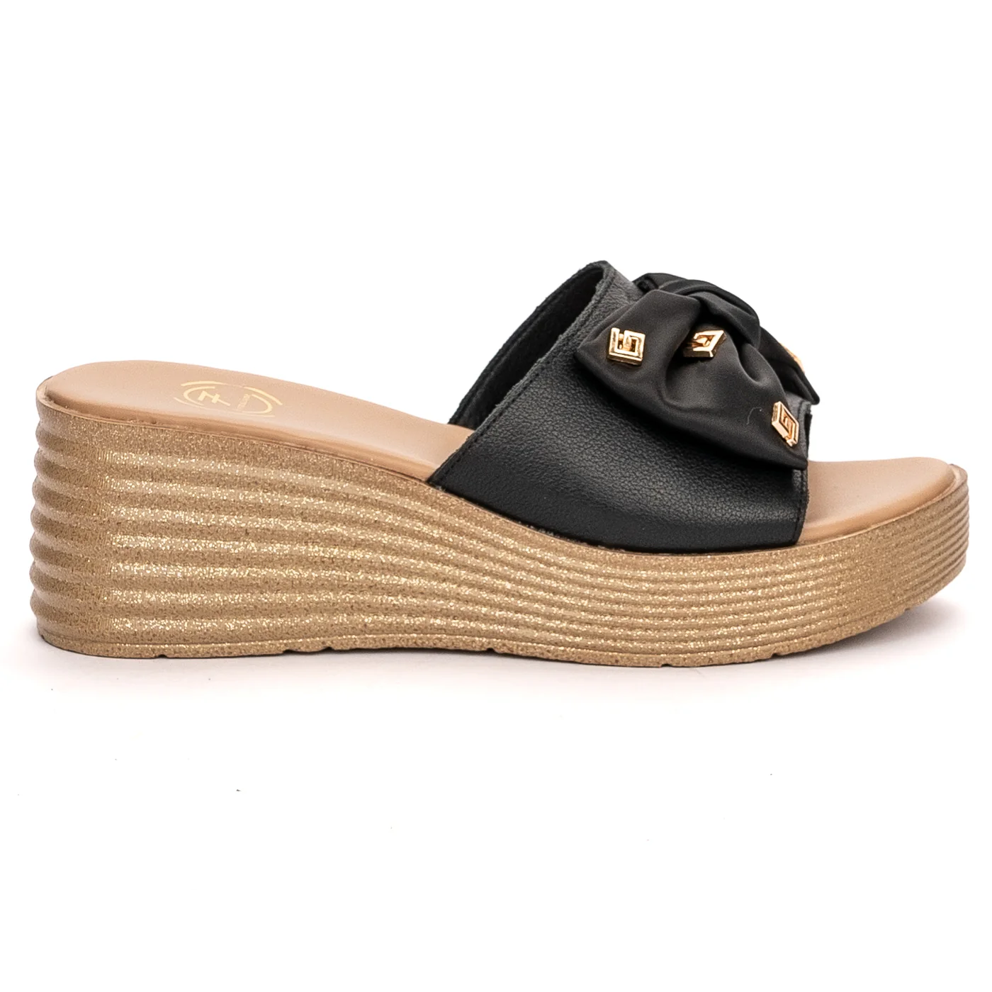 Papuc dama din piele naturala neagra cu platforma 13466