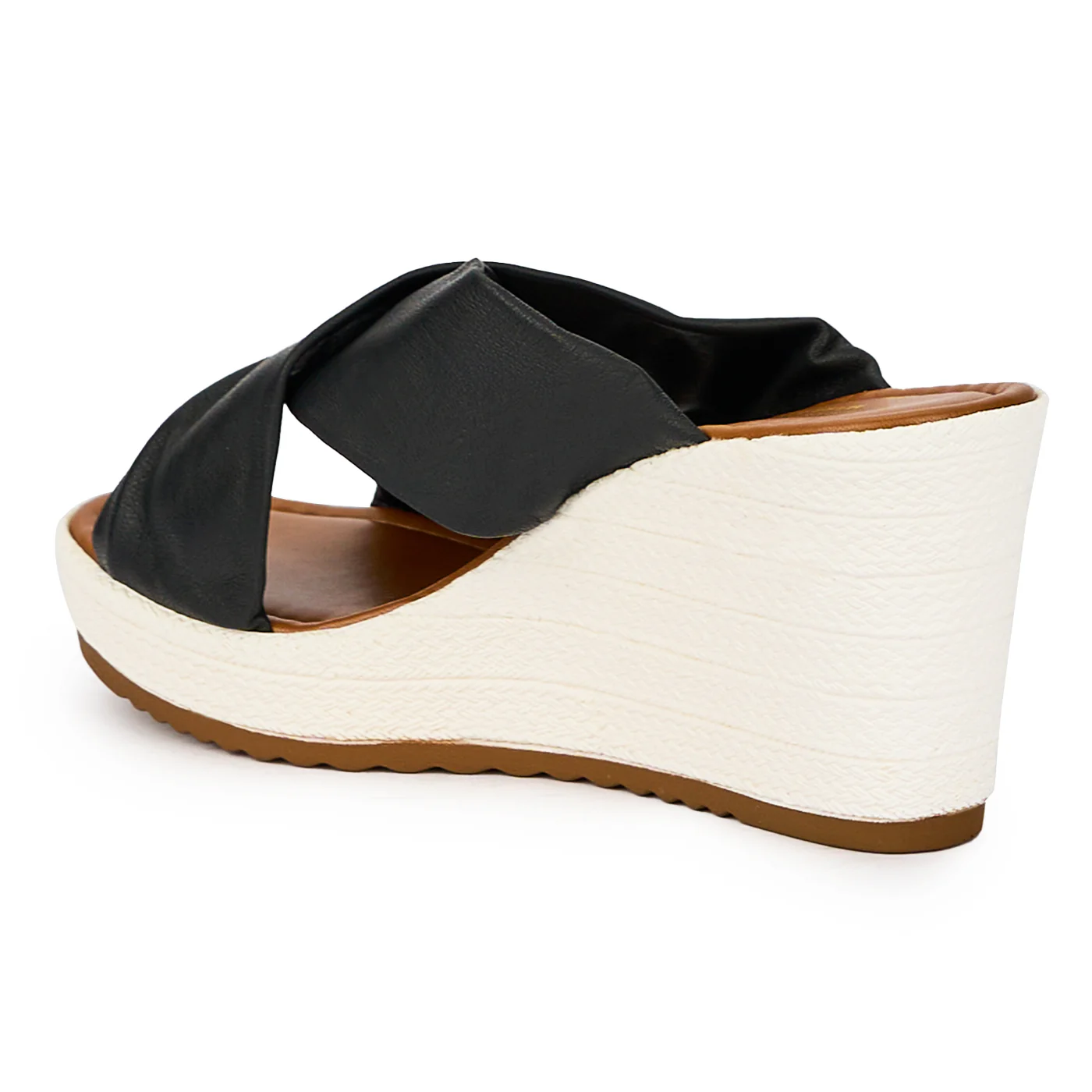 Papuc dama din piele naturala neagra cu talpa inalta 15846 - Image 2
