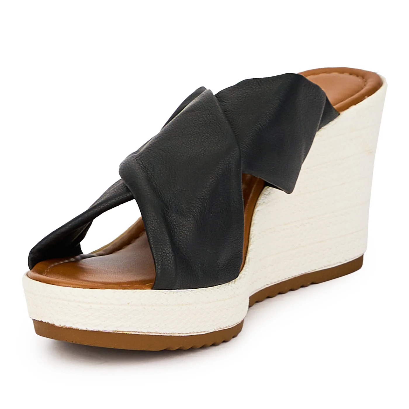 Papuc dama din piele naturala neagra cu talpa inalta 15846 - Image 3