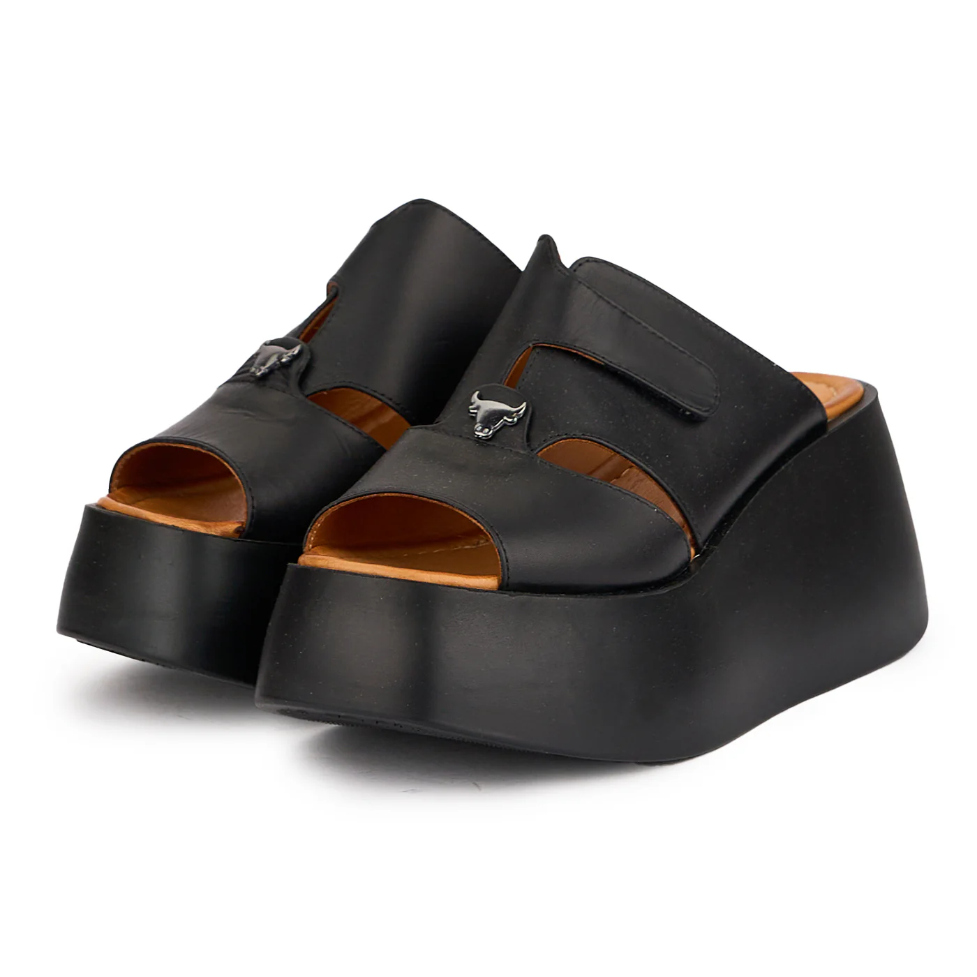 Papuc dama din piele naturala neagra cu talpa inalta 7.5 cm 16321 - Image 3