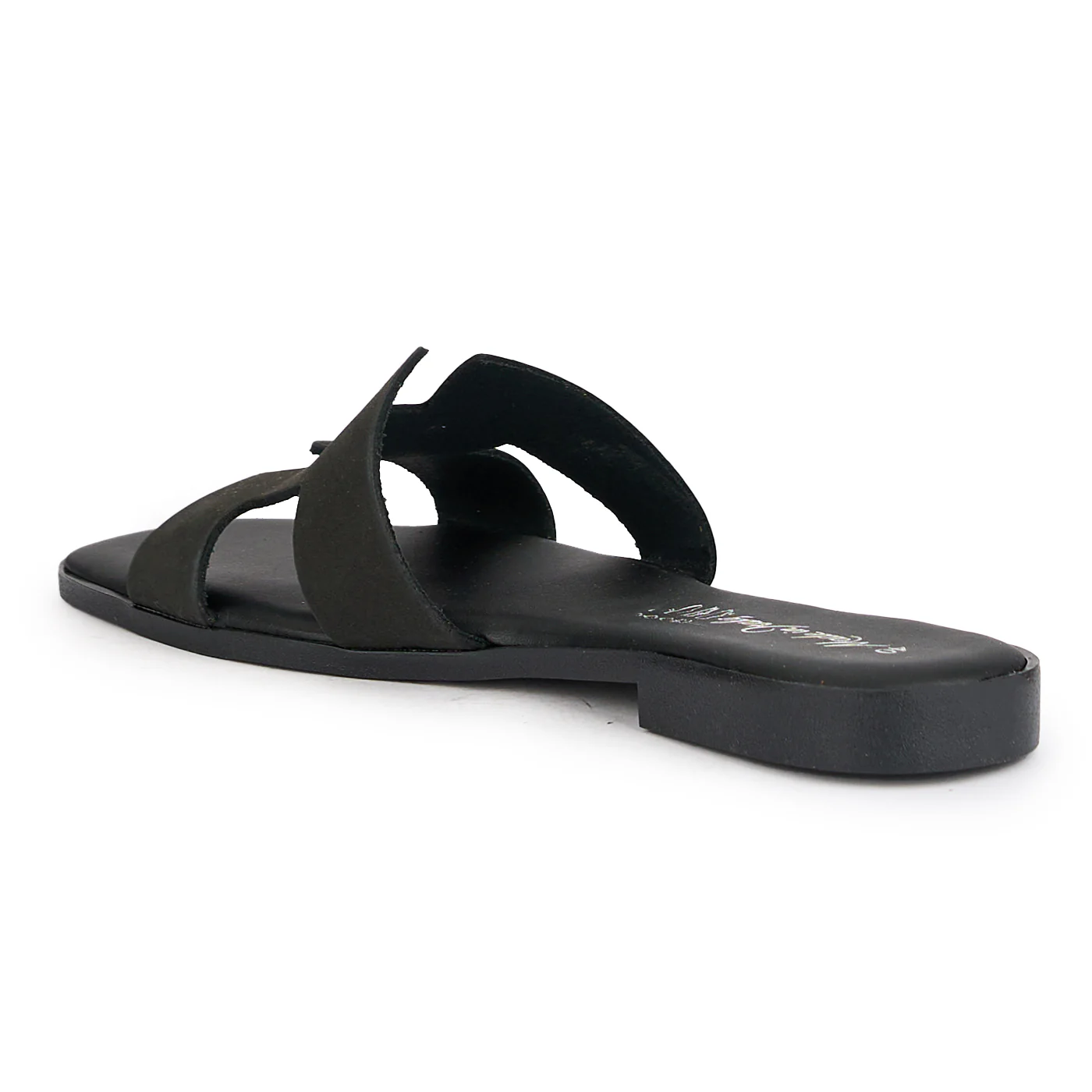 Papuc dama din piele naturala neagra cu talpa joasa 16205 - Image 2
