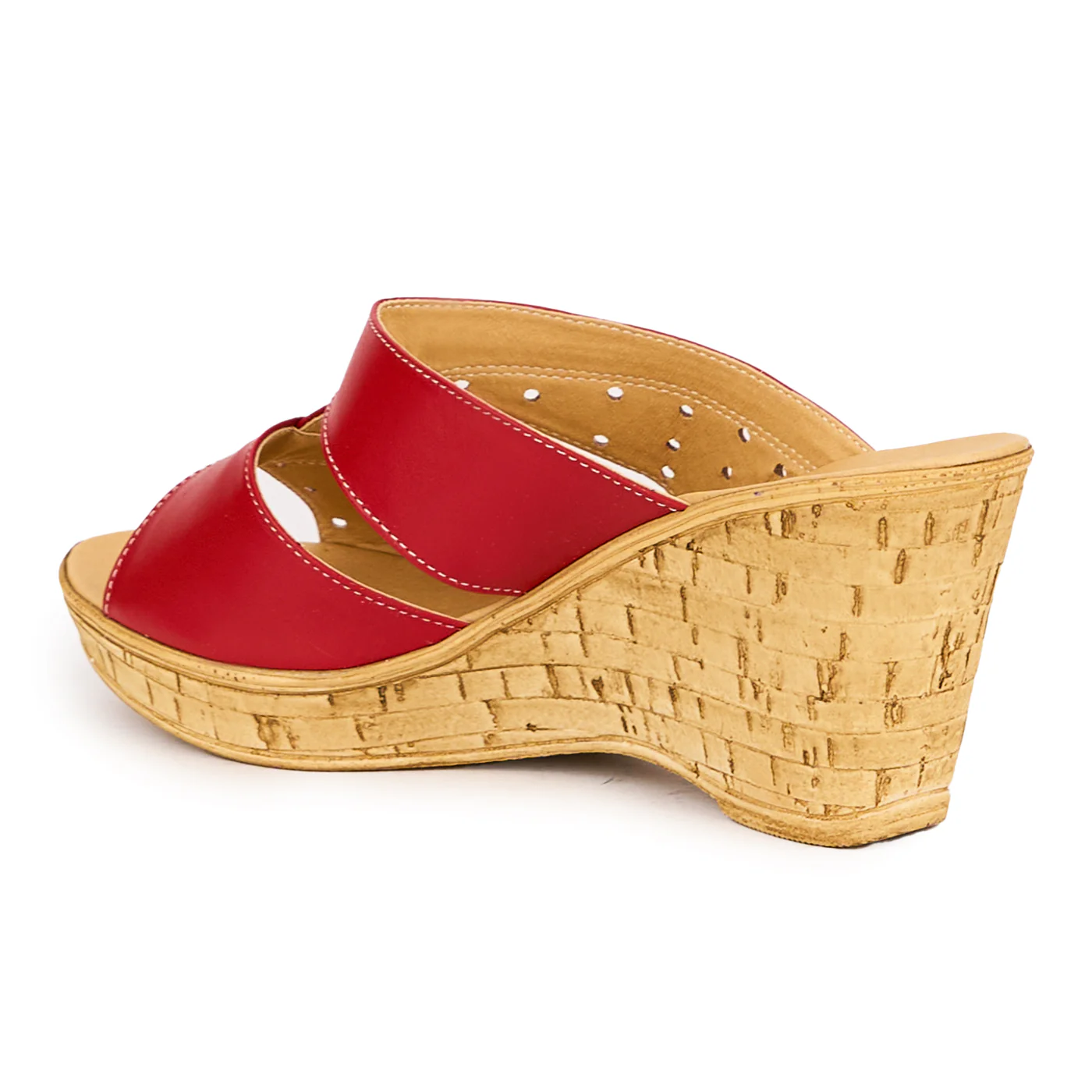 Papuc dama din piele naturala rosie cu platforma 8.5 cm 16545 - Image 2