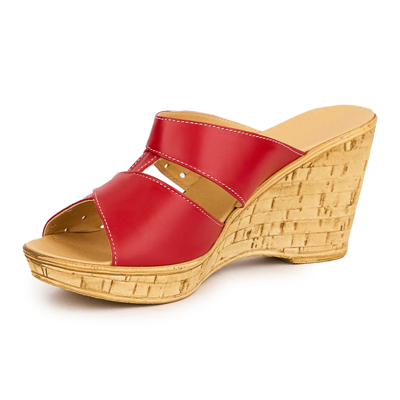 Papuc dama din piele naturala rosie cu platforma 8.5 cm 16545 - Image 3