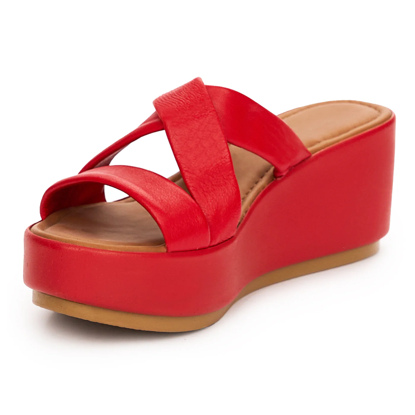 Papuc dama din piele naturala rosie cu talpa inalta 13729 - Image 3