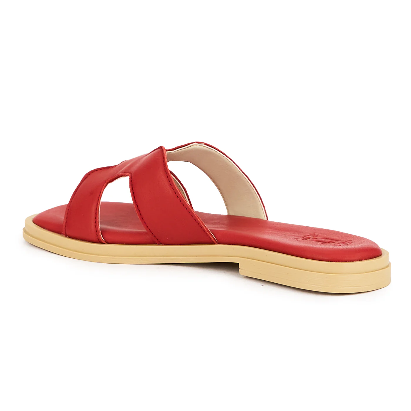 Papuc dama din piele naturala rosie cu talpa joasa 16154 - Image 2