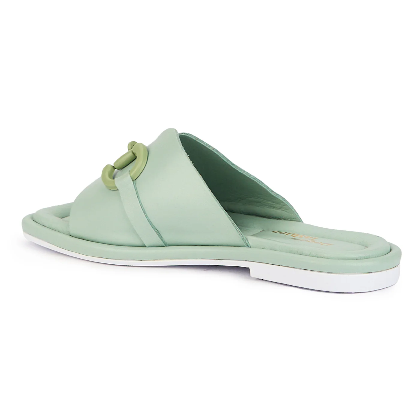 Papuc dama din piele naturala verde-menta cu talpa joasa 16106 - Image 2