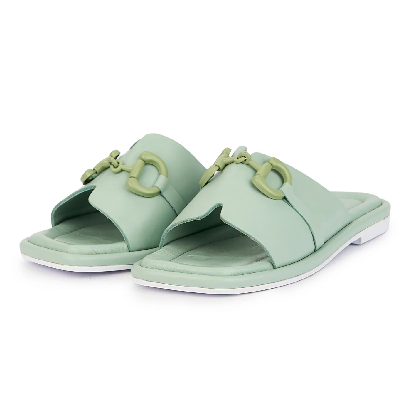 Papuc dama din piele naturala verde-menta cu talpa joasa 16106 - Image 3