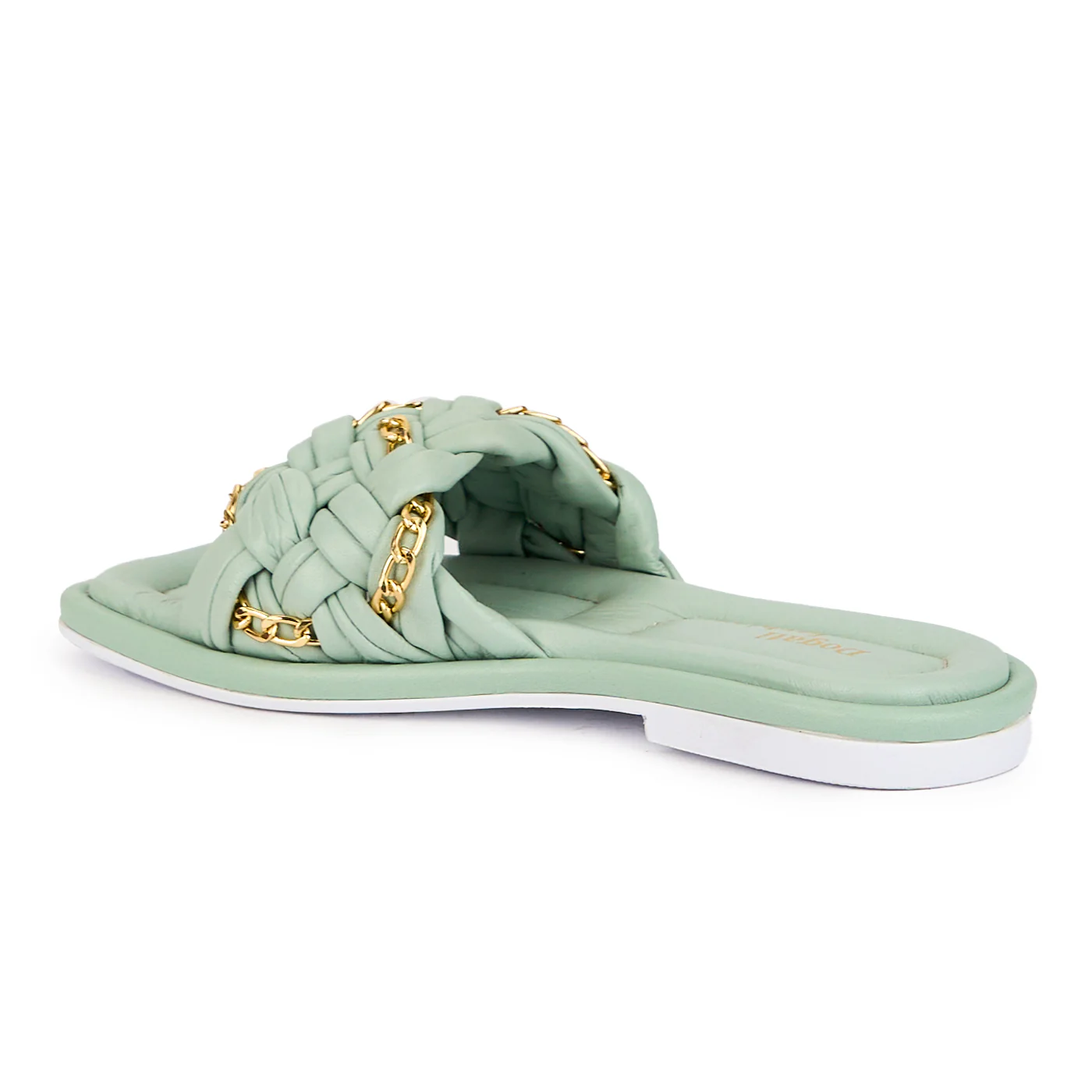 Papuc dama din piele naturala verde-menta cu talpa joasa 16115 - Image 2