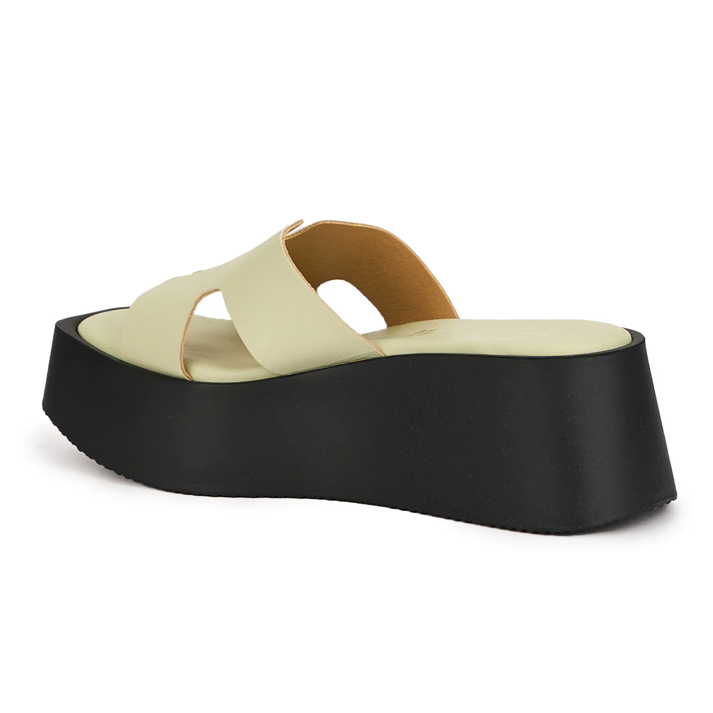 Papuc dama din piele naturala verde-salvie cu platforma 7 cm 16602 - Image 2