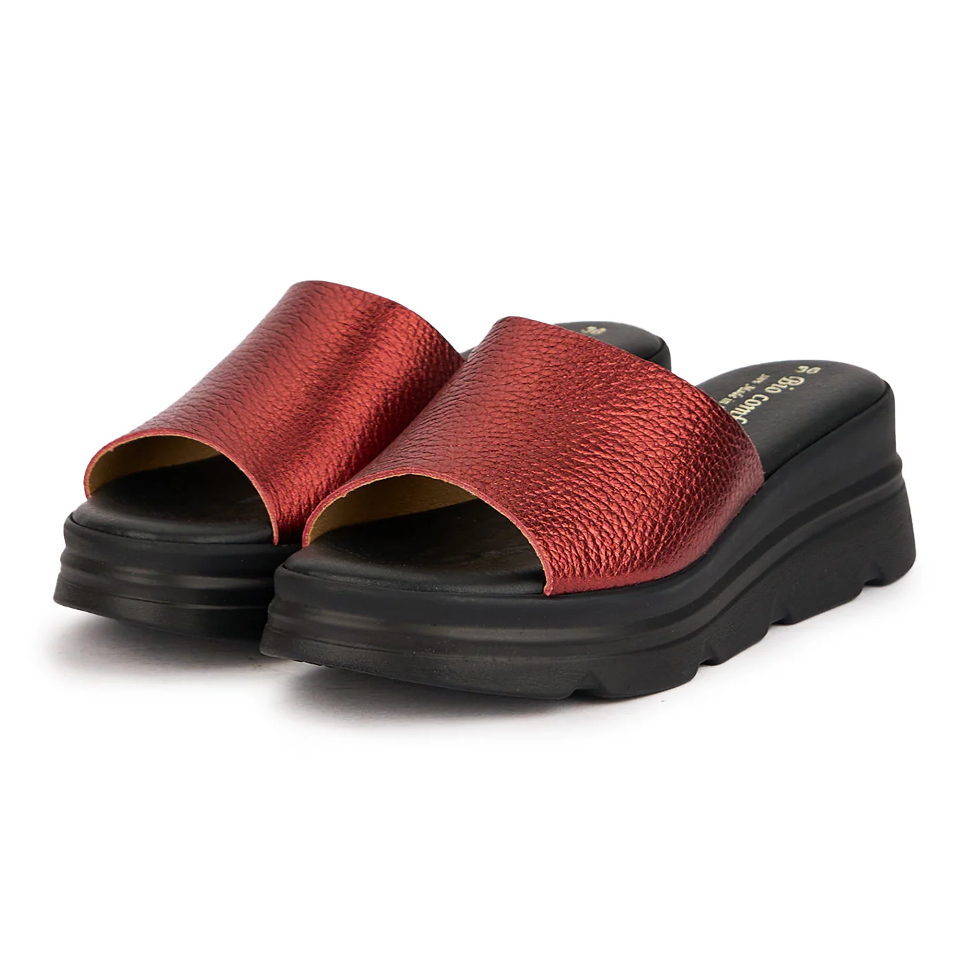 Papuc dama din piele naturala visinie cu platforma 16594 - Image 3
