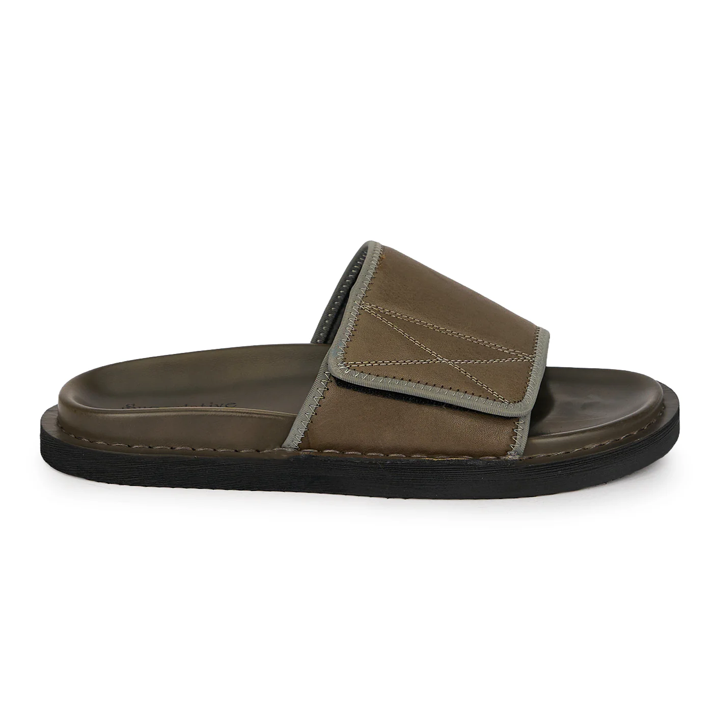 Papuci barbati din piele naturala kaki 20190