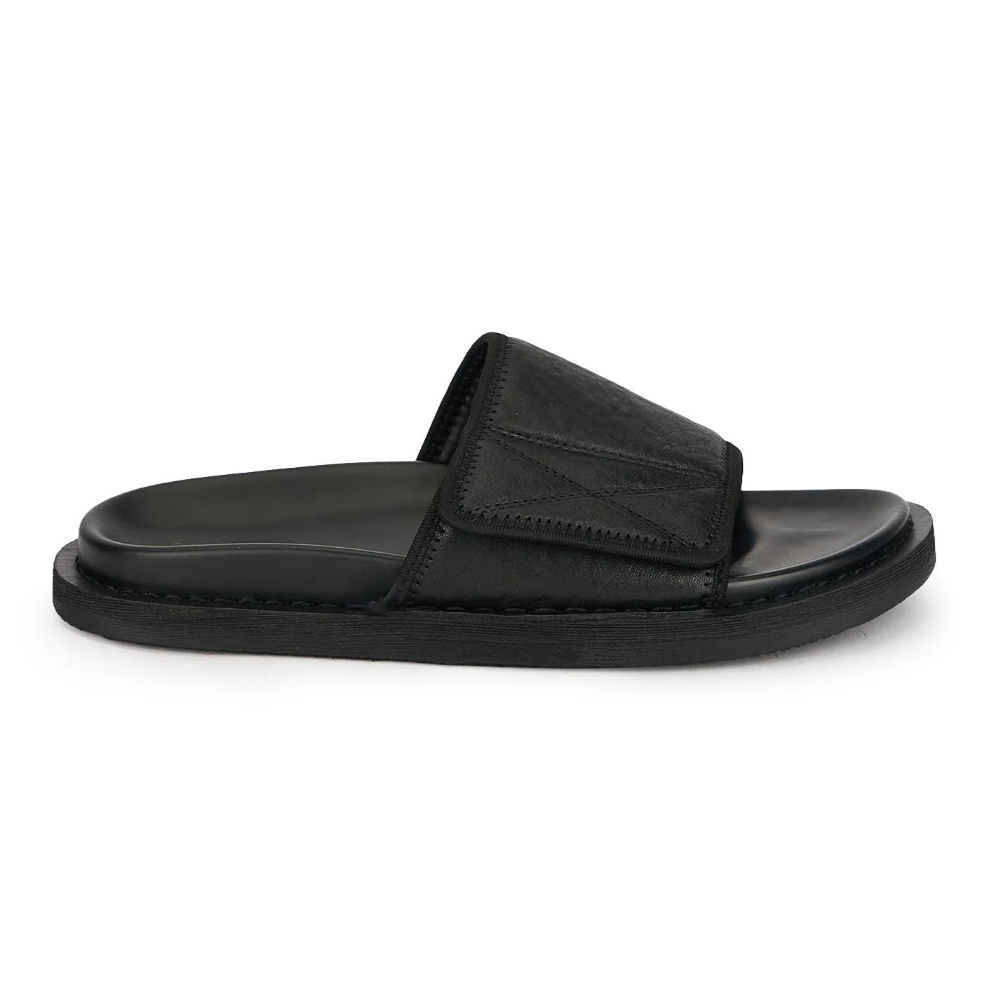 Papuci barbati din piele naturala neagra 20189