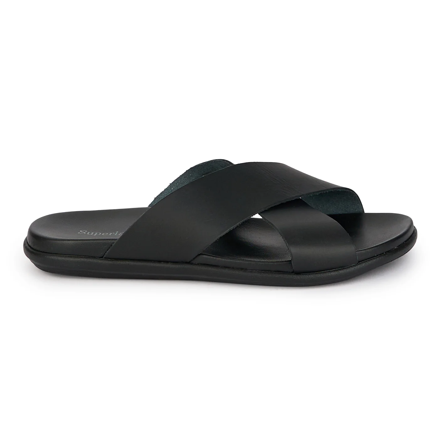 Papuci barbati din piele naturala neagra 7896