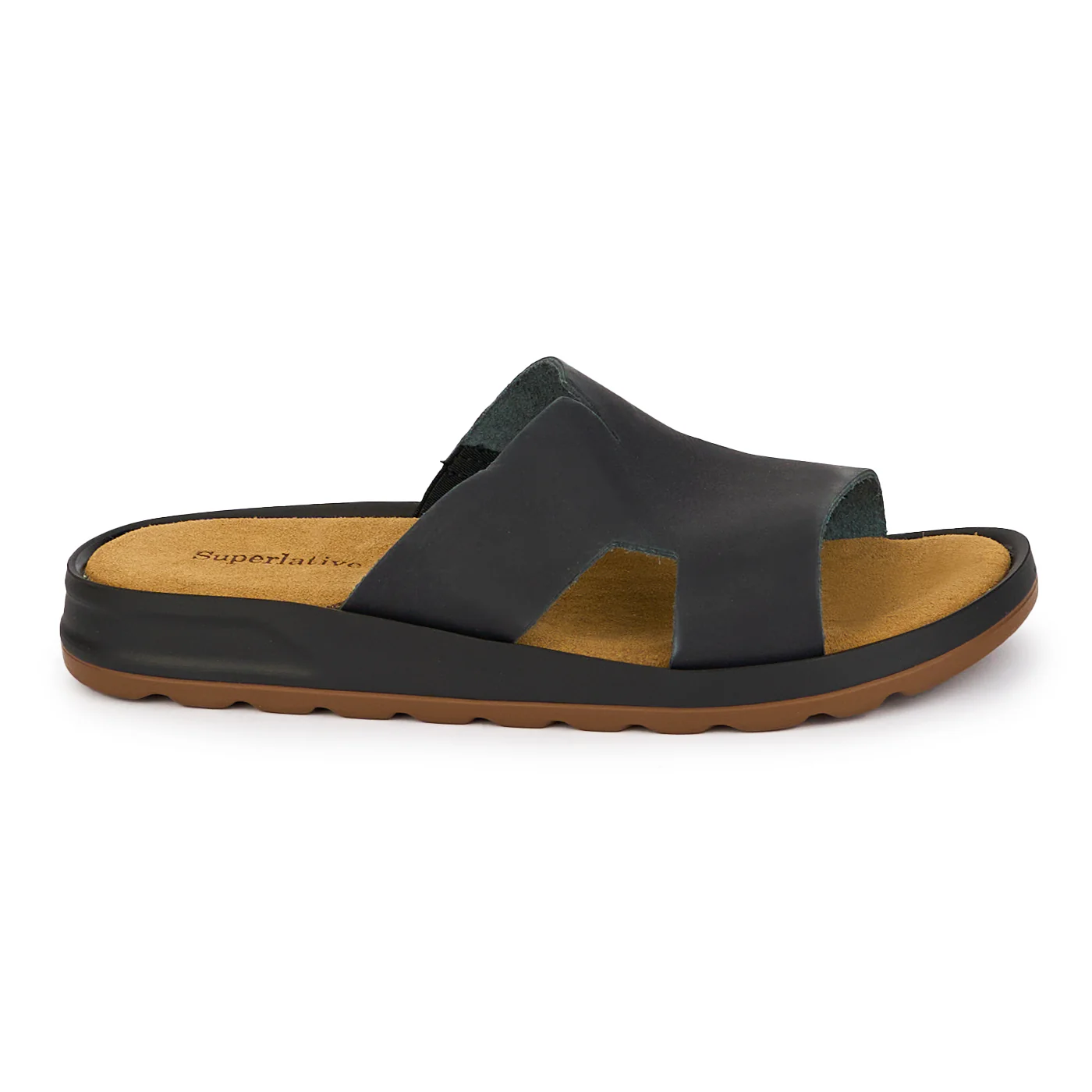 Papuci barbati din piele naturala neagra 7900