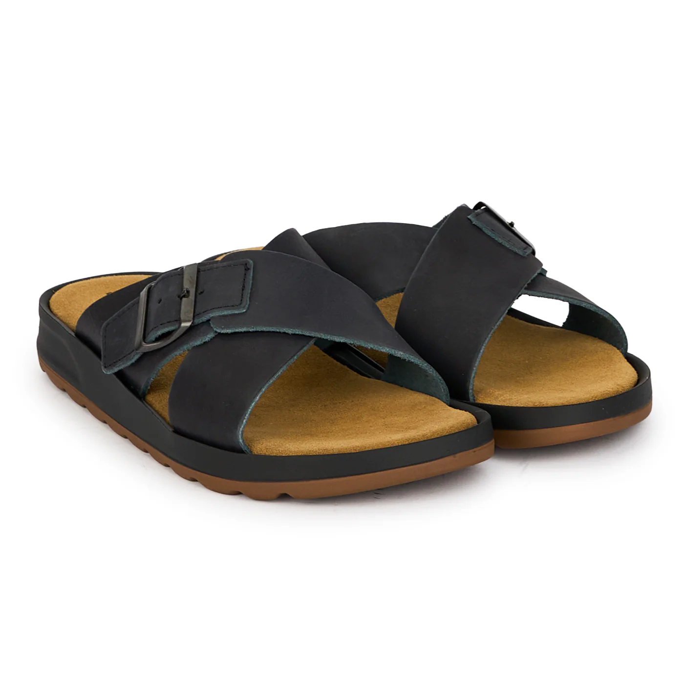 Papuci barbati din piele naturala neagra 7901 - Image 4