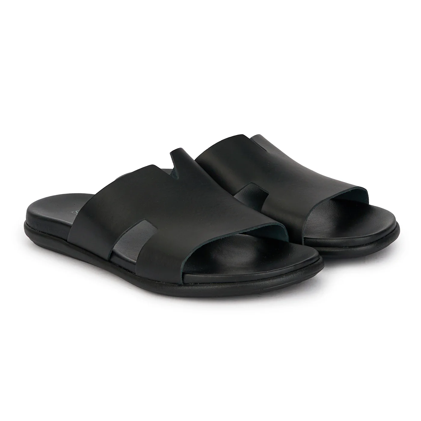 Papuci barbati din piele naturala neagra 7902 - Image 4