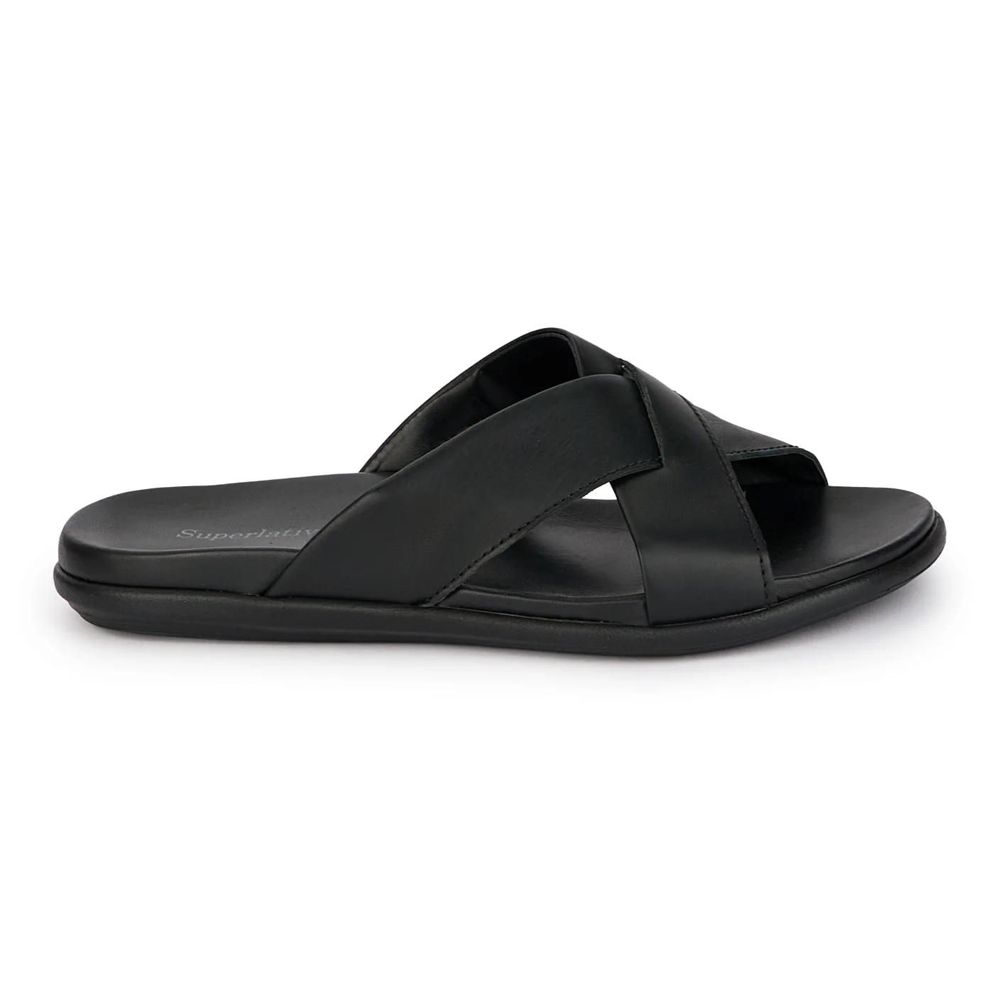 Papuci barbati din piele naturala neagra 7903
