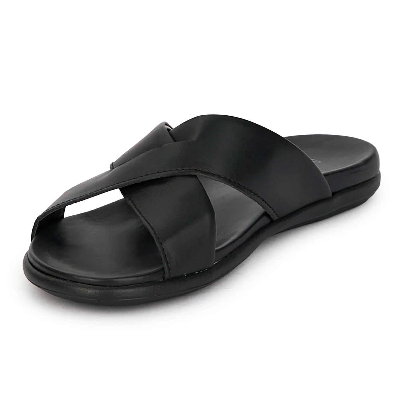 Papuci barbati din piele naturala neagra 7903 - Image 3