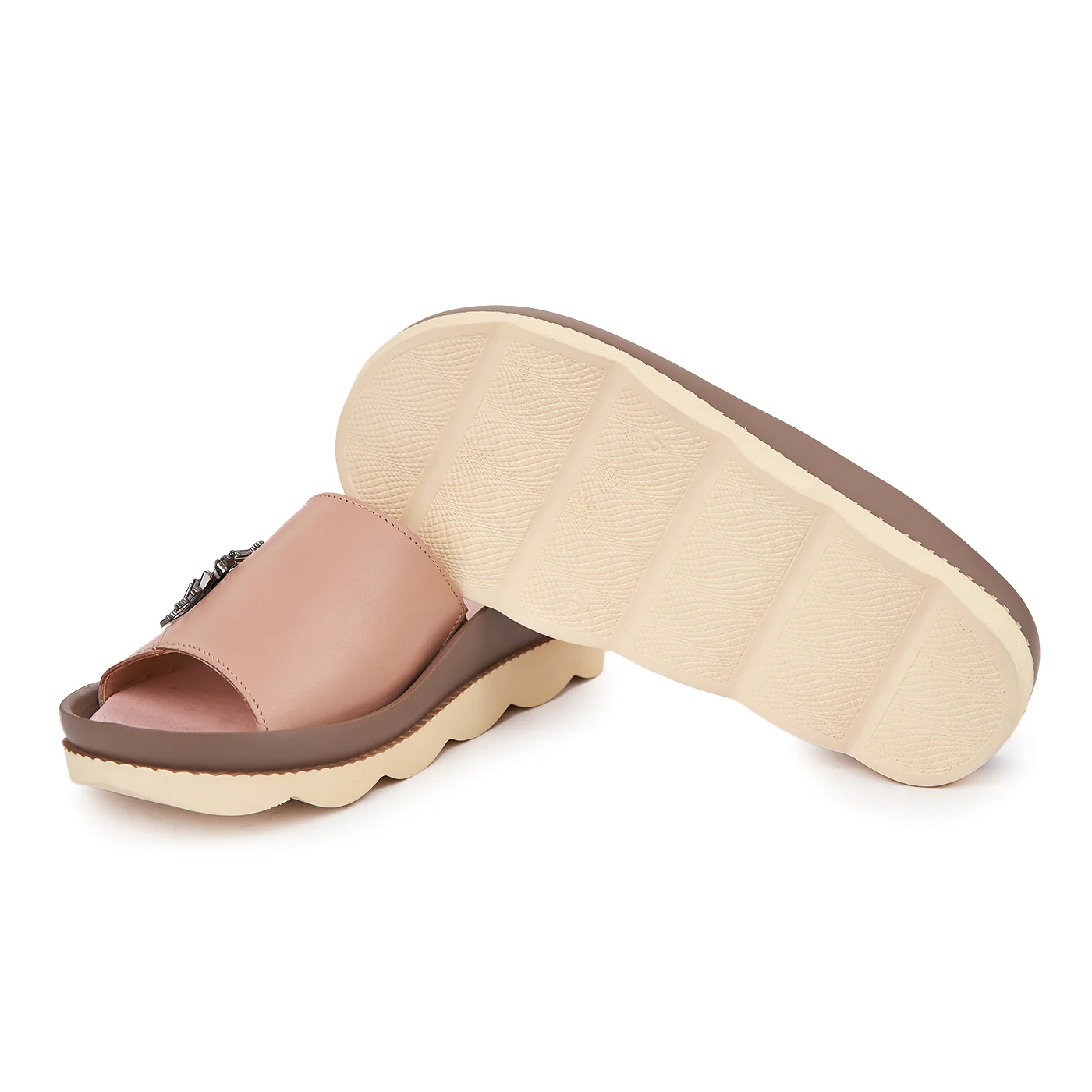 Papuci dama casual din piele naturala bej 2455 - Image 3