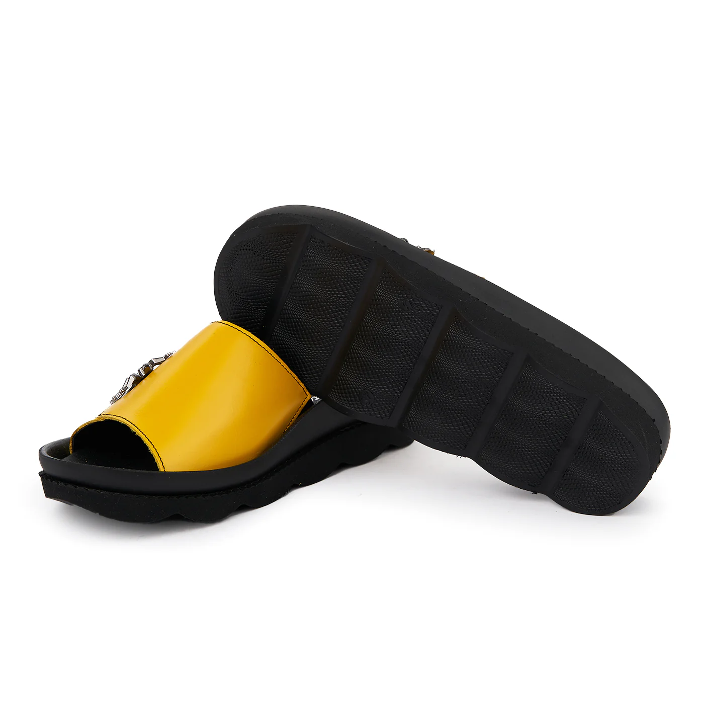 Papuci dama casual din piele naturala galbena 2454 - Image 3