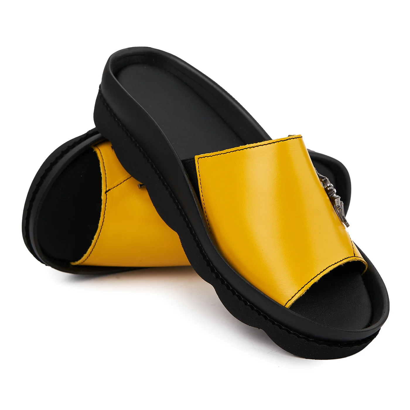 Papuci dama casual din piele naturala galbena 2454 - Image 4