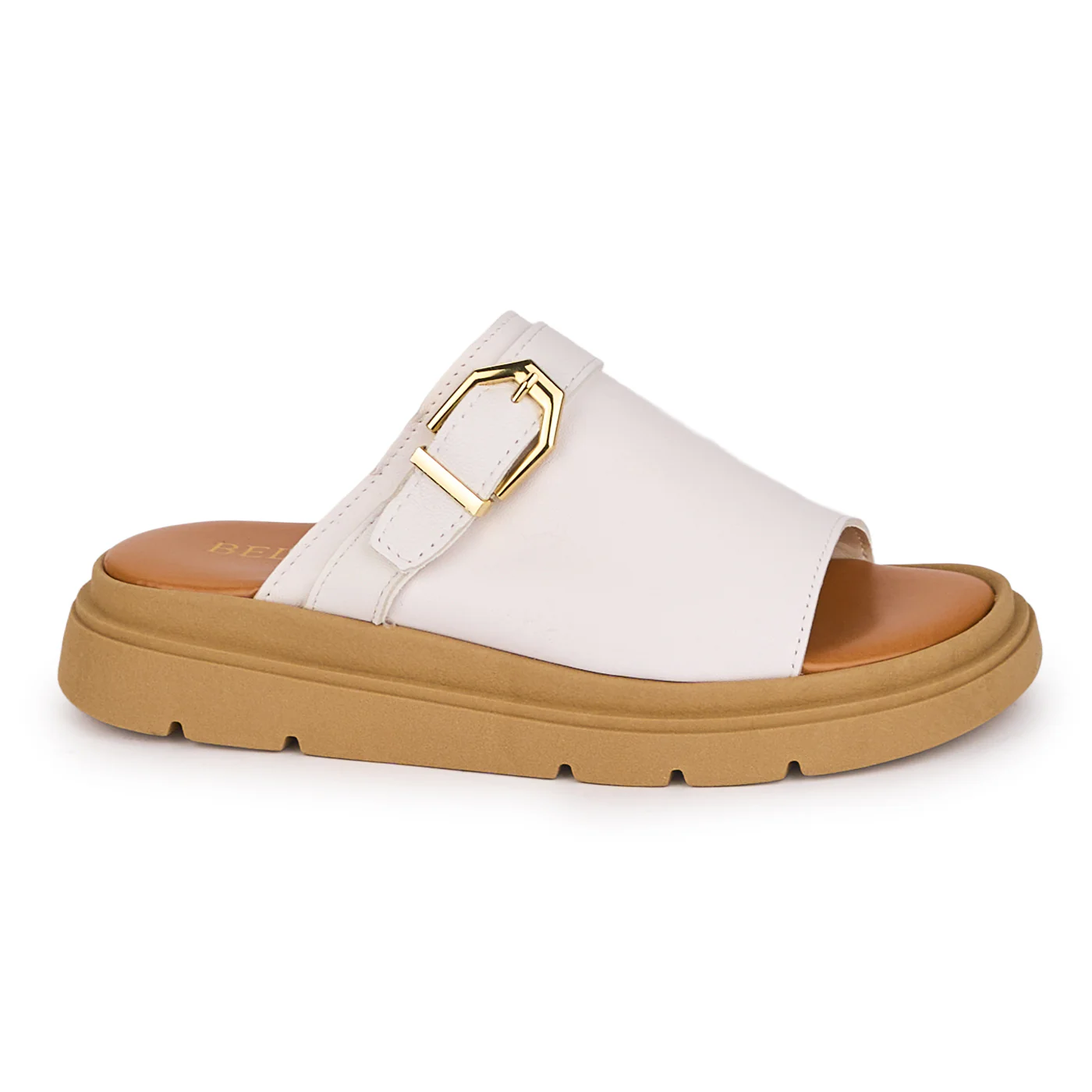 Papuci dama din piele naturala alba 18584