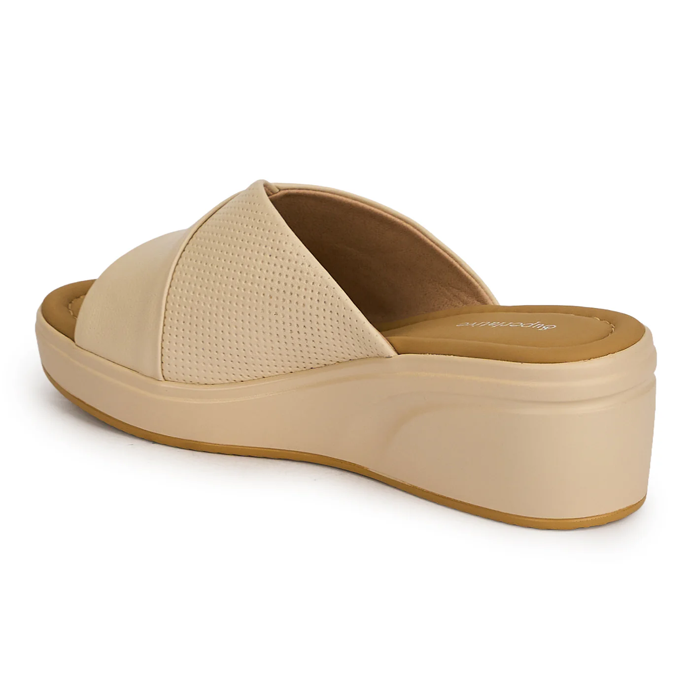 Papuci dama din piele naturala crem cu platforma 5.5 cm 19795 - Image 2