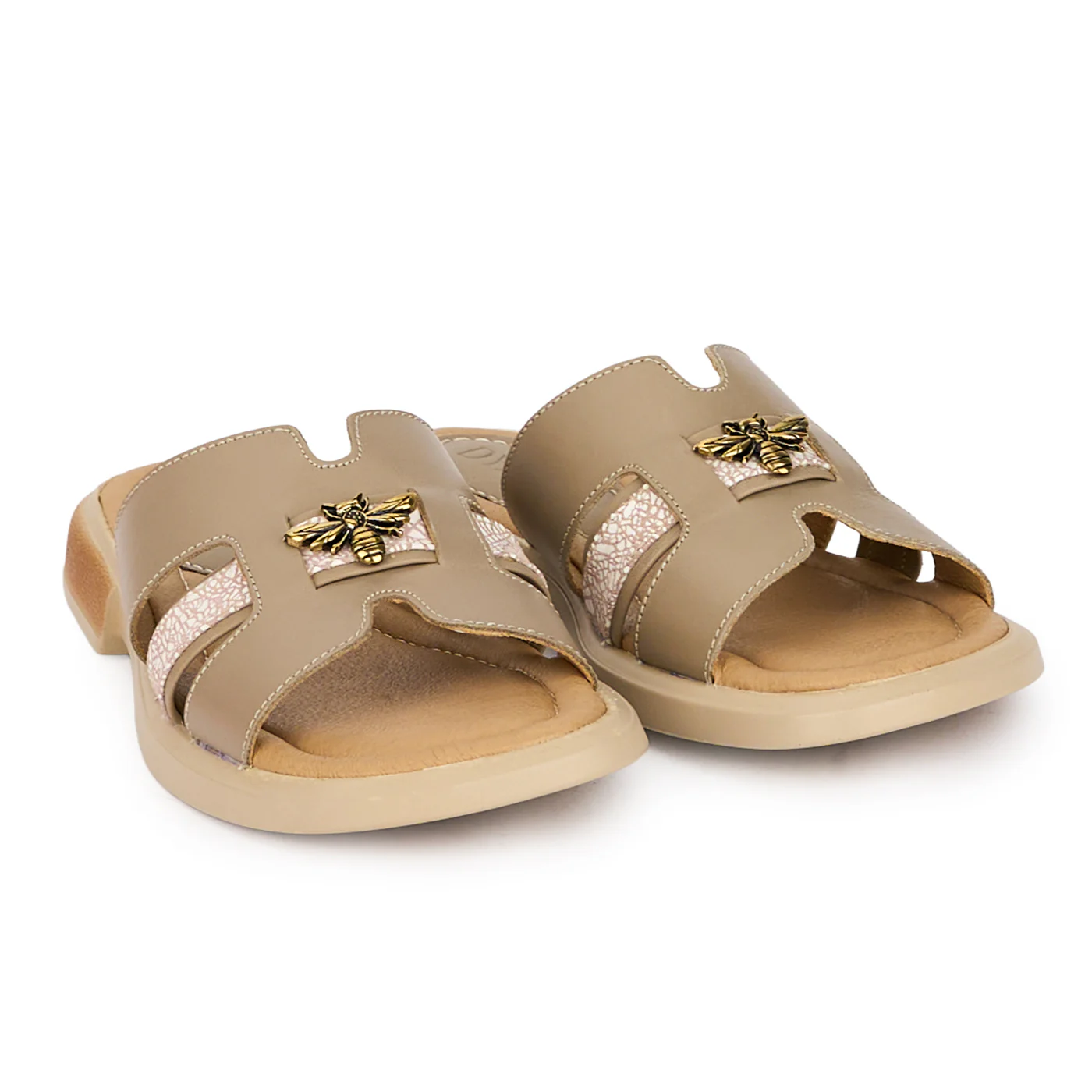 Papuci dama din piele naturala gri cu accesoriu 18366 - Image 4