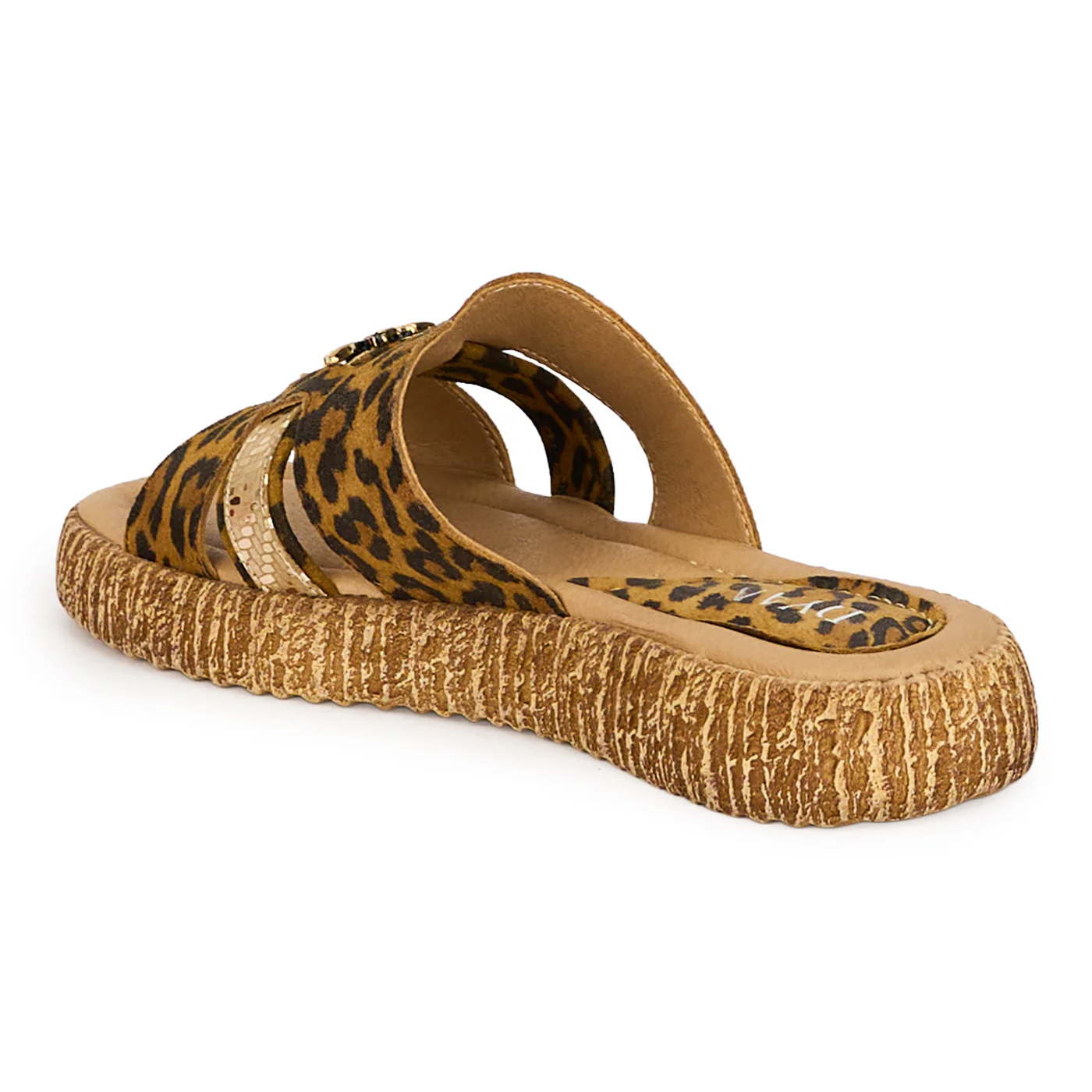 Papuci dama din piele naturala multicolora cu accesoriu 18363 - Image 2