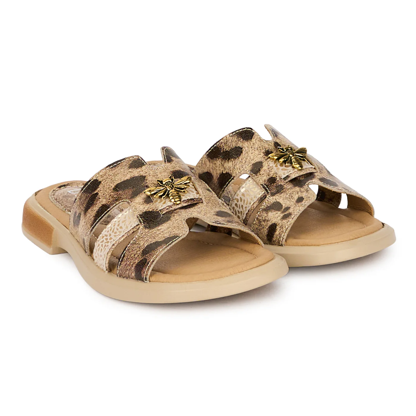 Papuci dama din piele naturala multicolora cu accesoriu 18396 - Image 4