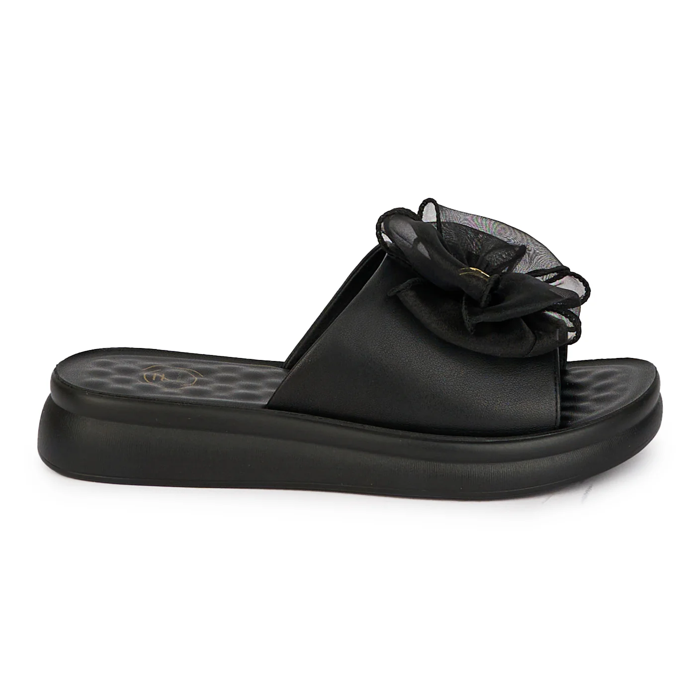 Papuci dama din piele naturala neagra 18239