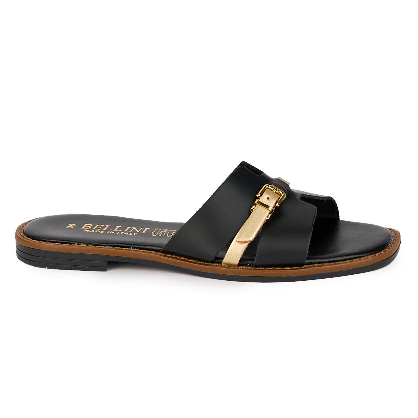 Papuci dama din piele naturala neagra cu talpa joasa 18310